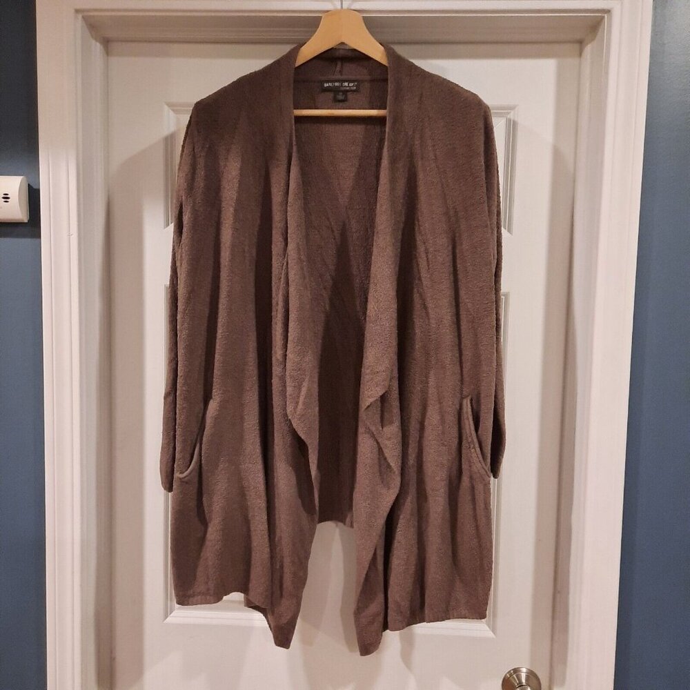 Barefoot Dreams Cardigan 1X Tan Brown Cozychic‎ Lite Island Wrap Drape Sweater